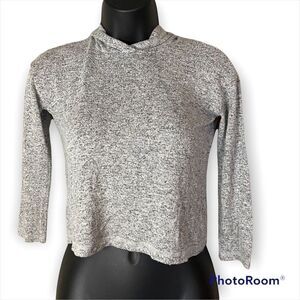 𝅺Gap Kids Gray  Marbled Hooded 3/4 Sleeve Pullover Blouse Sweater